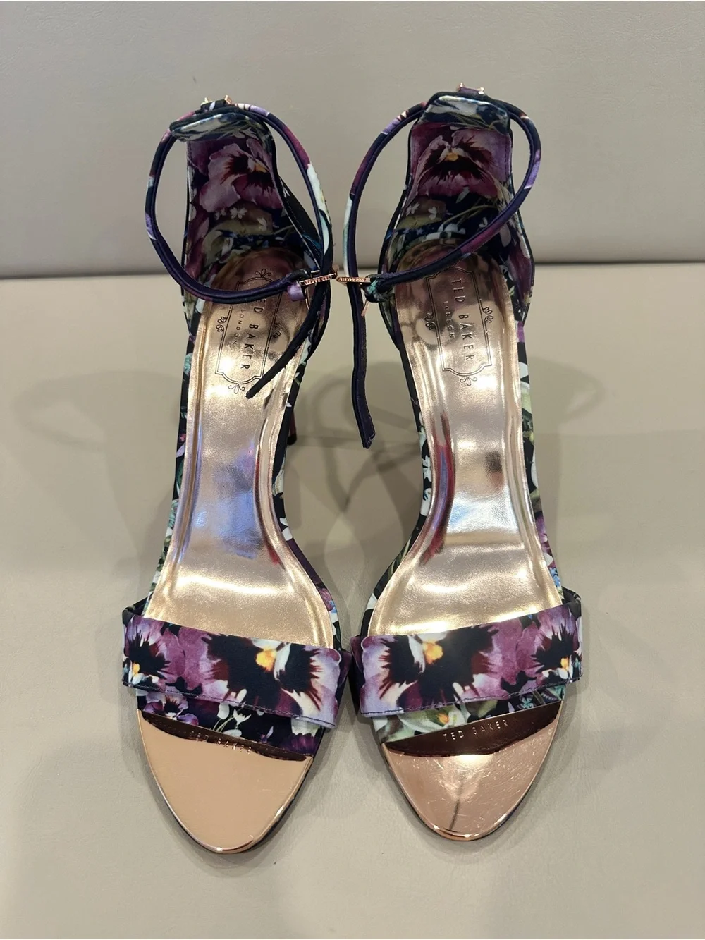 Ted Baker London Purple Floral Ankle-Strap Stiletto Heels - Picture 10 of 10